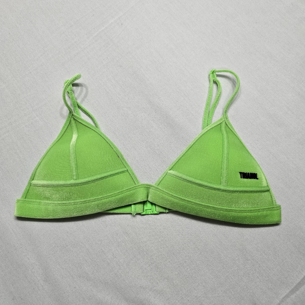 Triangle Brand Neon Green Velvet Bikini Swim Top XS